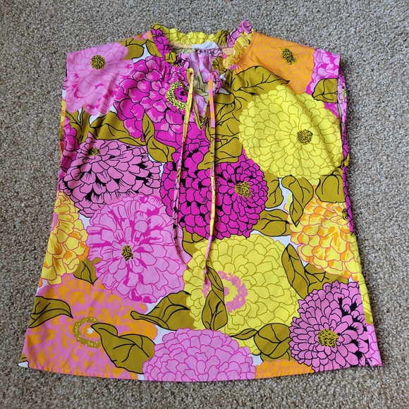 Anthropologie THML Poppy Flutter Tank Top S Pink Yellow Brown - Picture 5 of 14